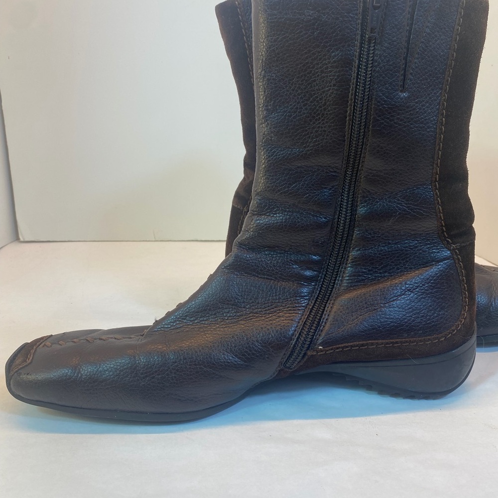 Elegant Brown Leather Women's Square Toe Boots Size 10 - Picture 7 of 12